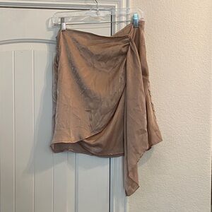 PRETTY LITTLE THING Tan Silk Drape Women's Skirt. Sz 10